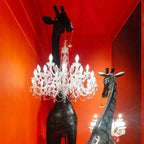 13 FEET BLACK GIRAFFE SCULPTURE LAMP WITH CRYSTAL CHANDELIER | DESIGN CL025B