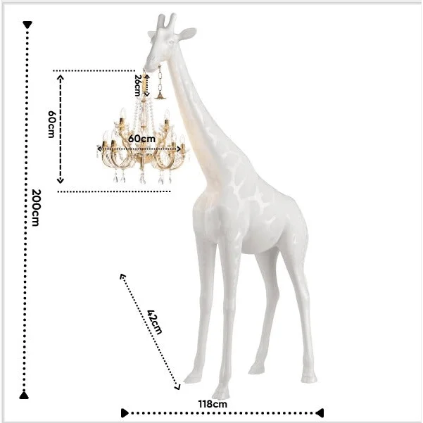 13 FEET BLACK GIRAFFE SCULPTURE LAMP WITH CRYSTAL CHANDELIER | DESIGN CL025B