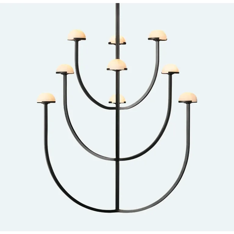 3 ARCH MODERN TIERED Brass MARBLE CHANDELIER | CL02453T