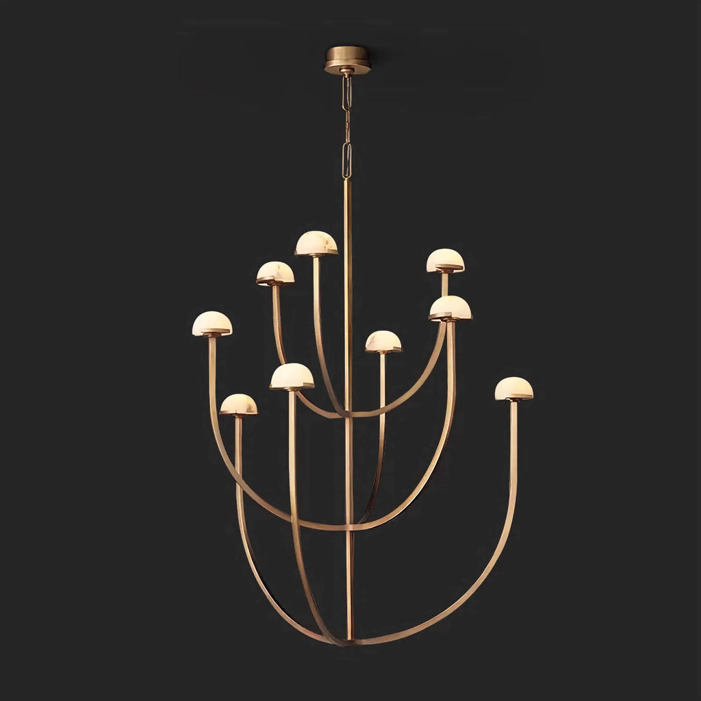 3 ARCH MODERN TIERED Brass MARBLE CHANDELIER | CL02453T