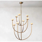 3 ARCH MODERN TIERED Brass MARBLE CHANDELIER | CL02453T