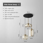 3-LIGHTS ROUND MODERN COGNAC GLASS PENDANT LAMP | DESIGN LO98620