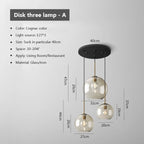 3-LIGHTS ROUND MODERN COGNAC GLASS PENDANT LAMP | DESIGN LO98620