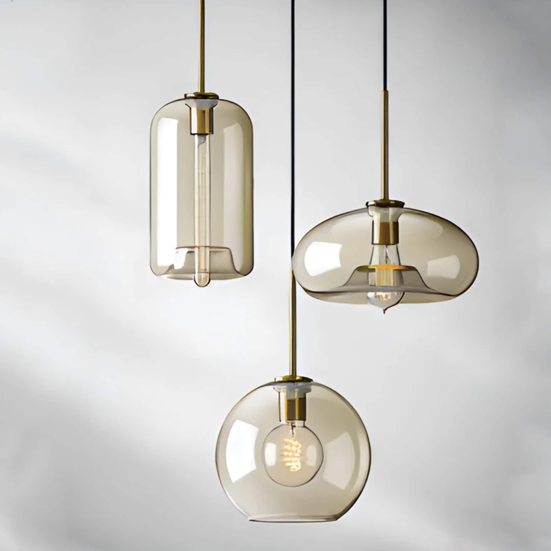 3-LIGHTS ROUND MODERN COGNAC GLASS PENDANT LAMP | DESIGN LO98620