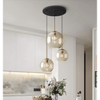 3-LIGHTS ROUND MODERN COGNAC GLASS PENDANT LAMP | DESIGN LO98620