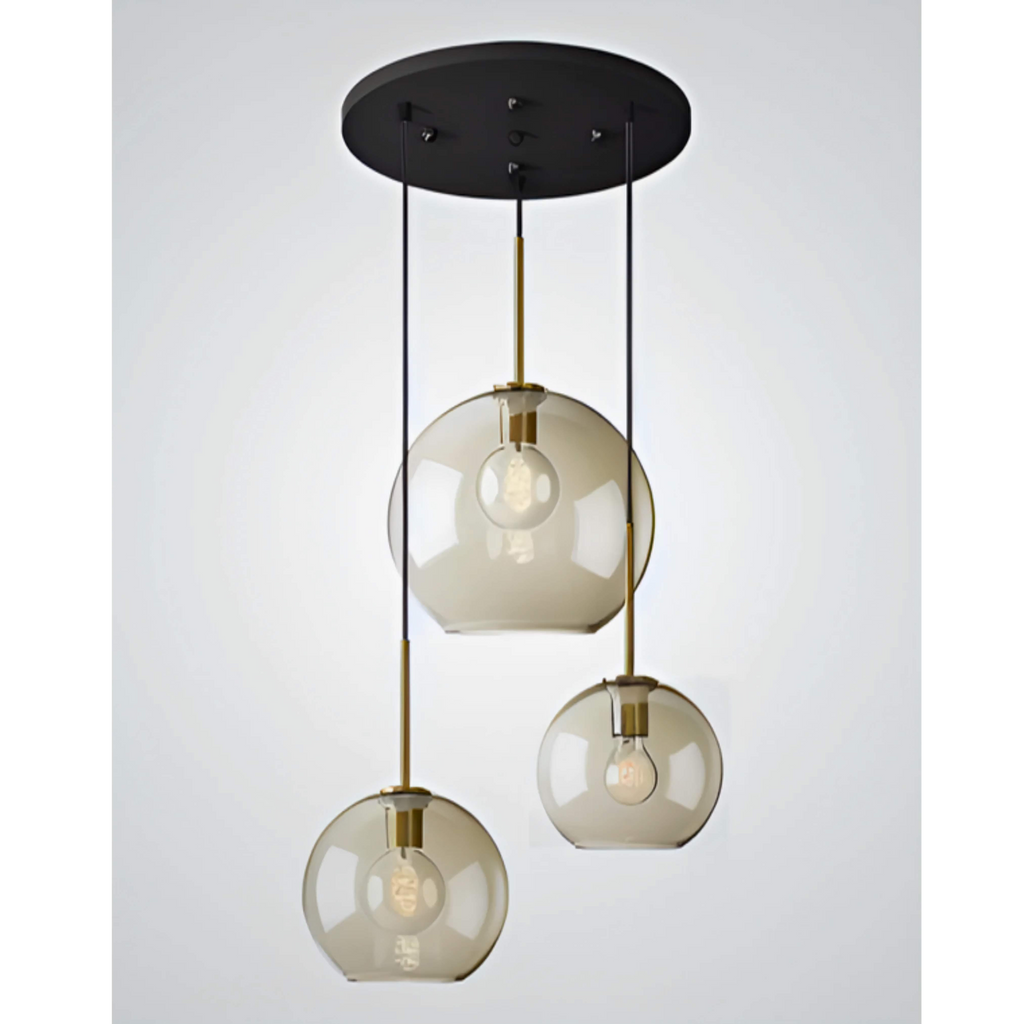 3-LIGHTS ROUND MODERN COGNAC GLASS PENDANT LAMP | DESIGN LO98620