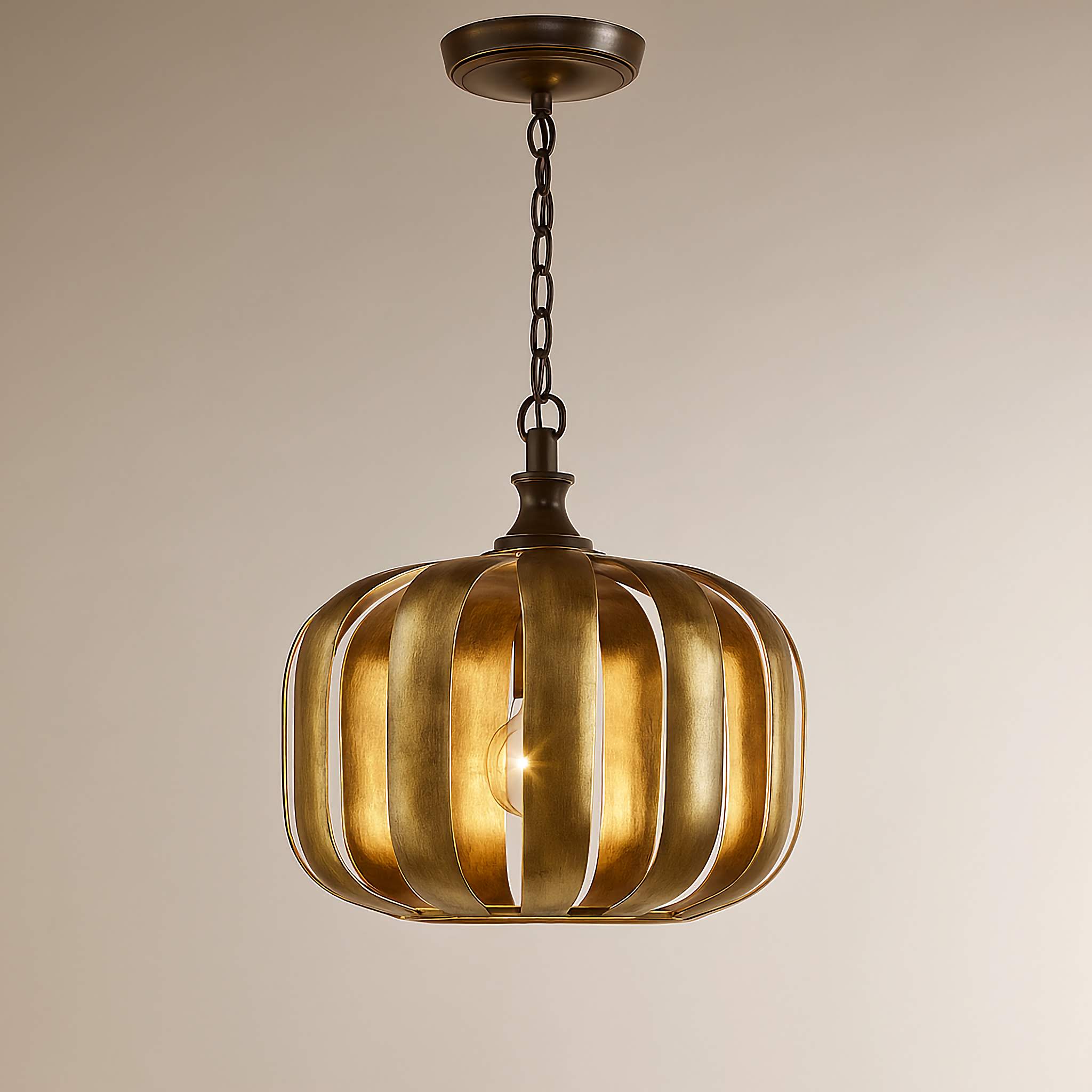 ANTIQUE GOLD CAGE PENDANT LIGHTING