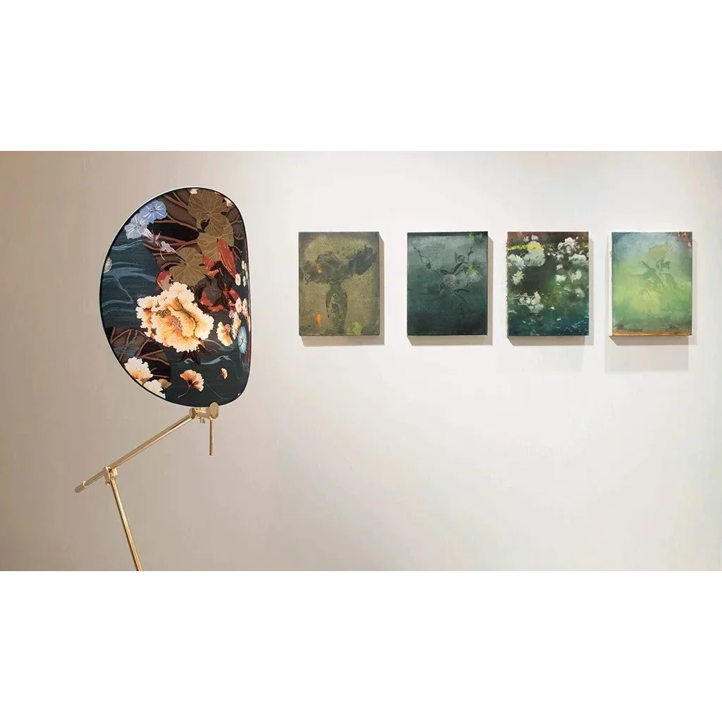 ART DECO BLUE FLORAL FABRIC FLOOR LAMPS | CLXDR025