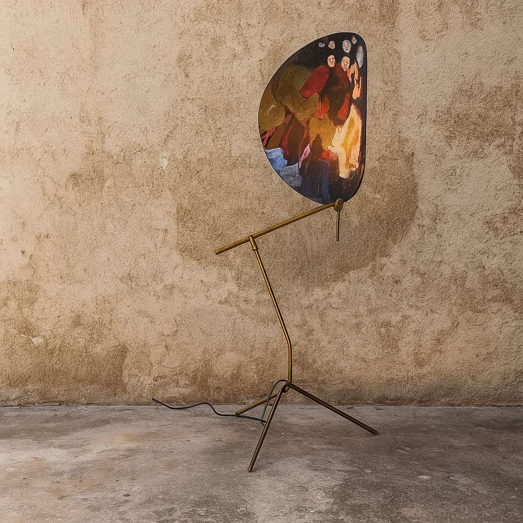 ART DECO BLUE FLORAL FABRIC FLOOR LAMPS | CLXDR025