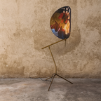 ART DECO BLUE FLORAL FABRIC FLOOR LAMPS | CLXDR025