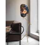 ART DECO BLUE FLORAL FABRIC FLOOR LAMPS | CLXDR025