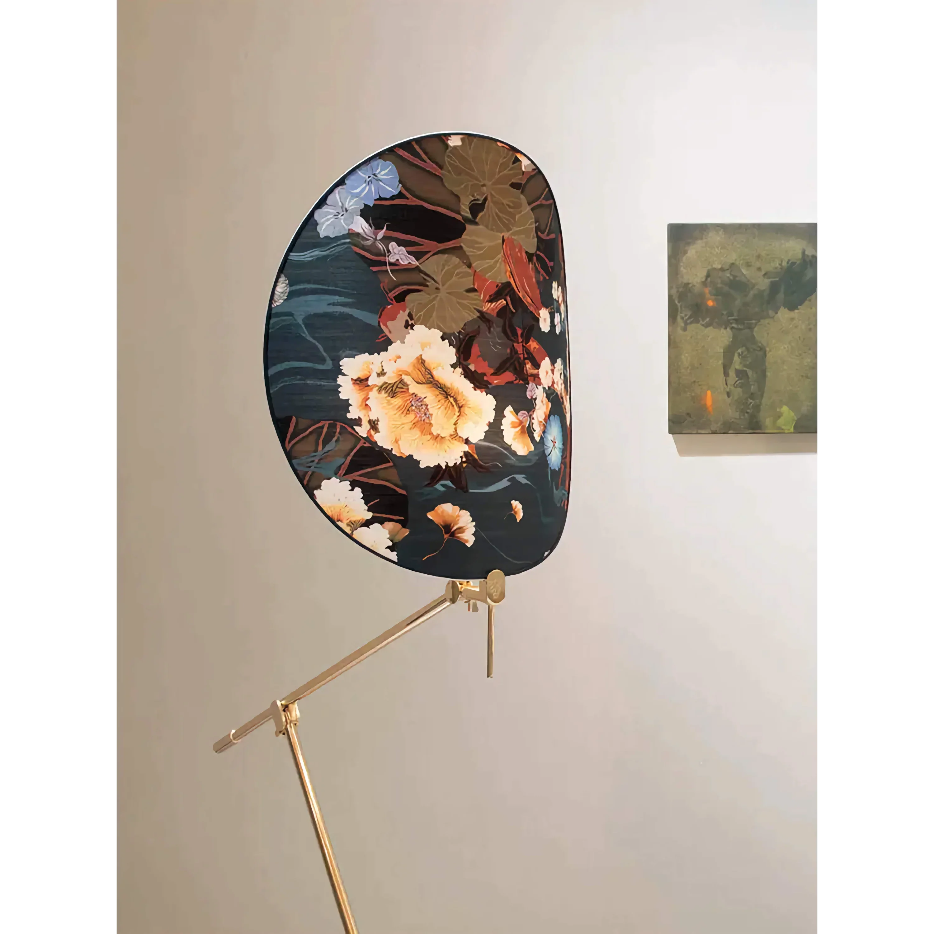 ART DECO BLUE FLORAL FABRIC FLOOR LAMPS | CLXDR025