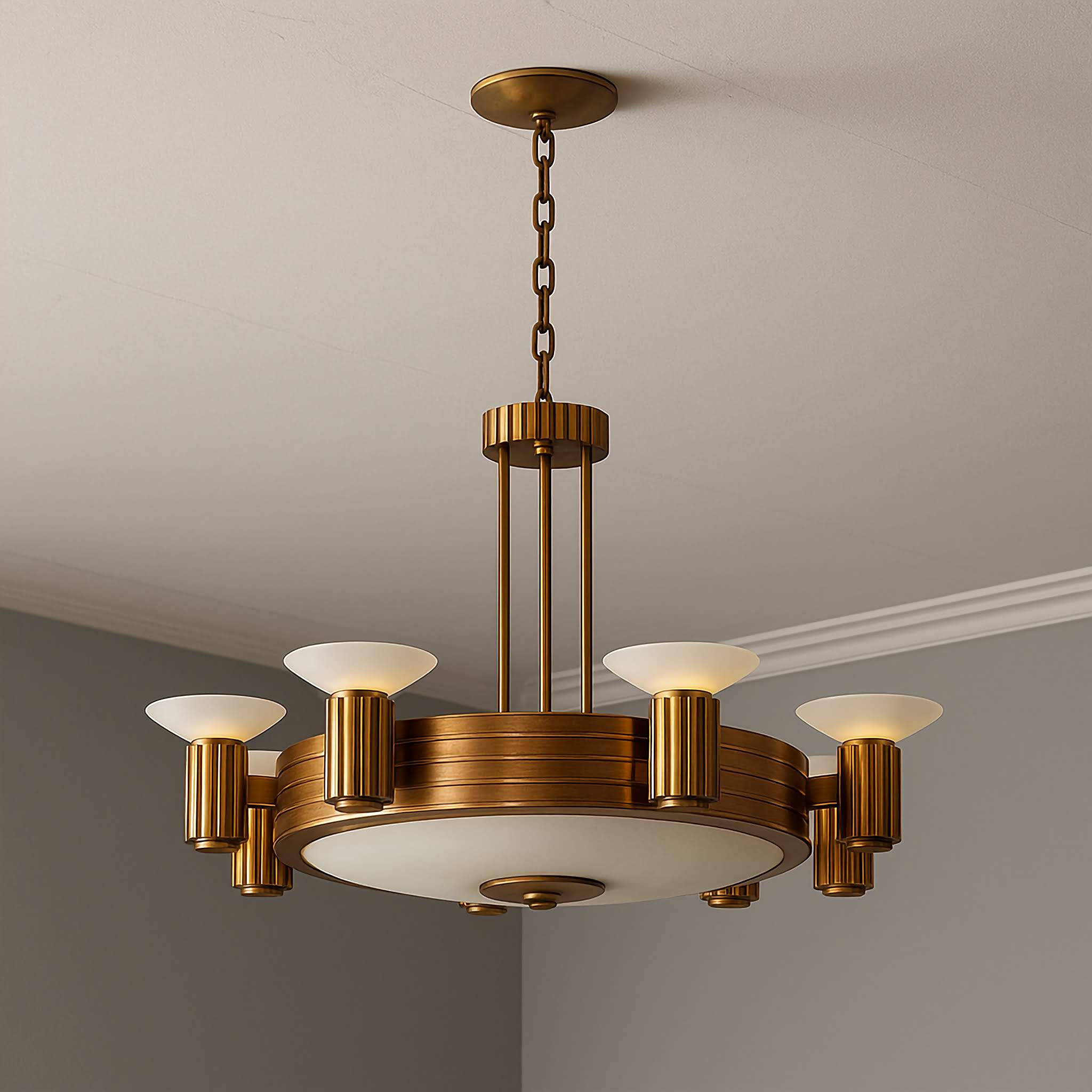 ART DECO BRASS CHANDELIER | CLHLM0258