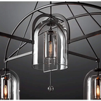 ART DECO GLASS AND COPPER 5-LIGHTS CHANDELIER
