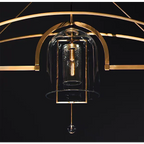 ART DECO GLASS AND COPPER 5-LIGHTS CHANDELIER