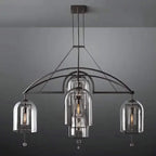 ART DECO GLASS AND COPPER 5-LIGHTS CHANDELIER