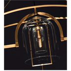 ART DECO GLASS AND COPPER 5-LIGHTS CHANDELIER