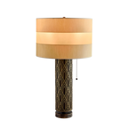 ART DECO TABLE LAMP WITH GEOMETRIC STAINLESS STEEL BASE