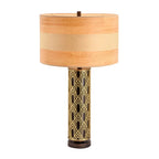 ART DECO TABLE LAMP WITH GEOMETRIC STAINLESS STEEL BASE
