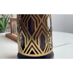 ART DECO TABLE LAMP WITH GEOMETRIC STAINLESS STEEL BASE