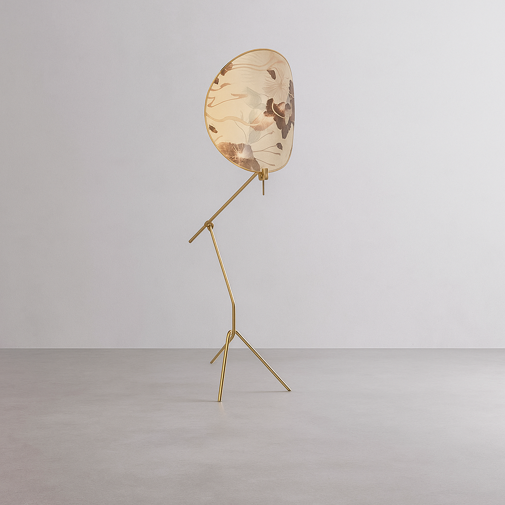 ART DECO WHITE FLORAL FABRIC FLOOR LAMPS | CLXDR026