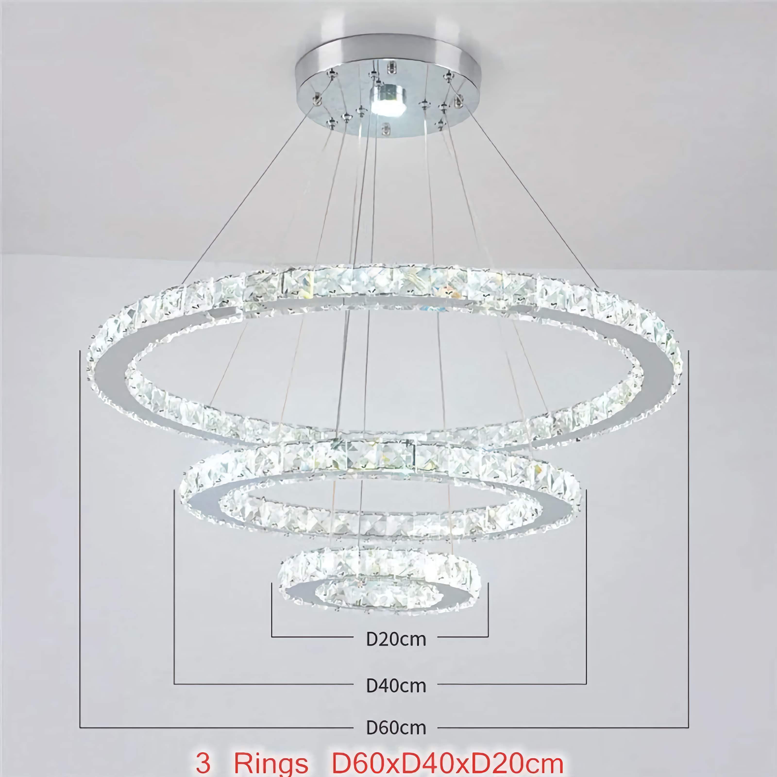 AURA 3-RINGS CRYSTAL CHANDELIER
