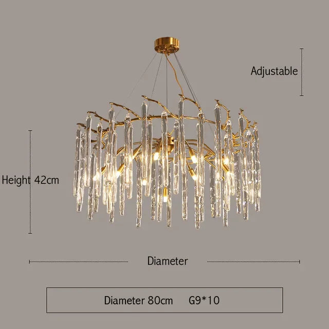 AURORA CLEAR CRYSTAL GOLD CHANDELIER