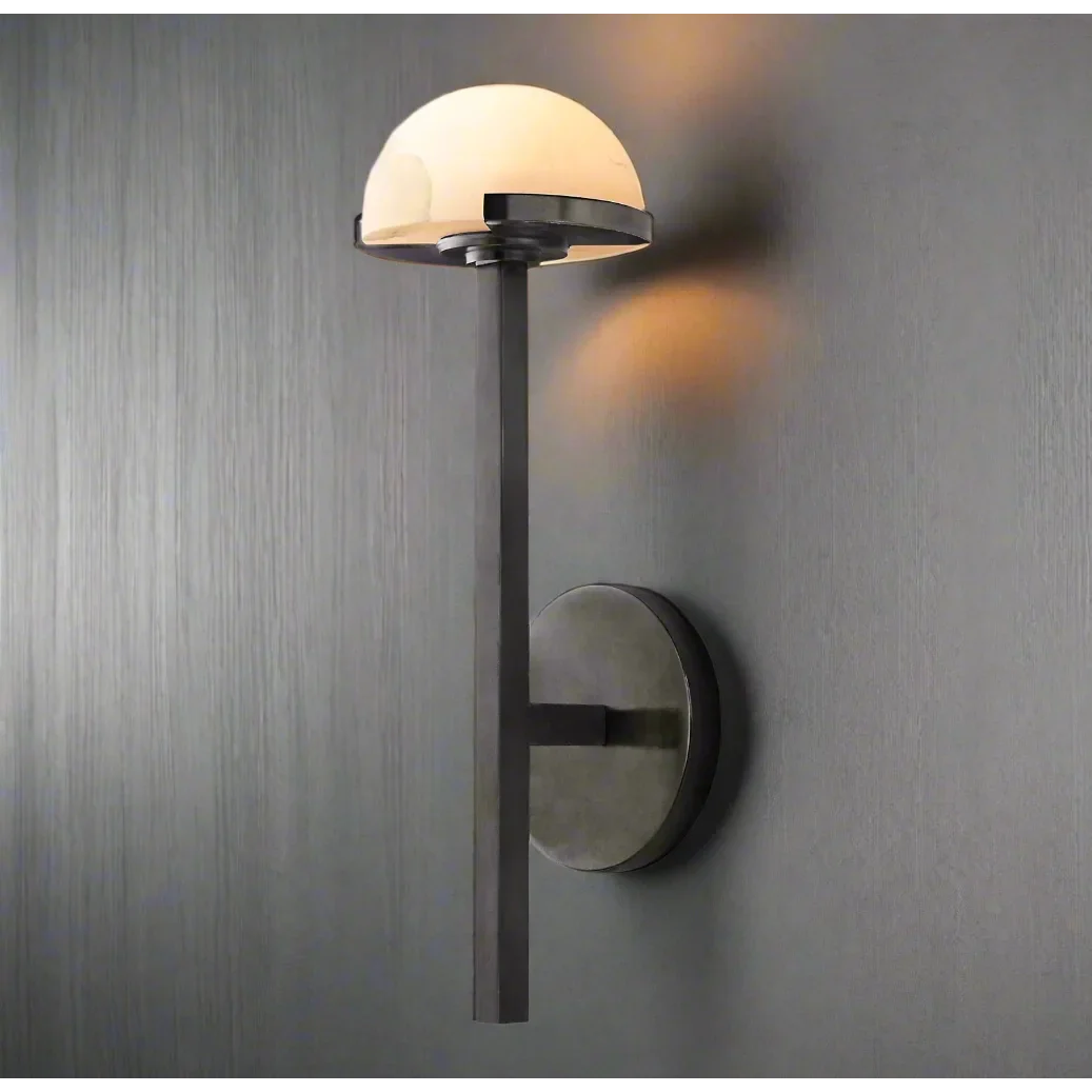 BLACK BRASS AND ALABASTER WALL SCONCE | CL0245CH