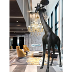 BLACK GIRAFFE SCULPTURE LAMP WITH CRYSTAL CHANDELIER | DESIGN CL025B