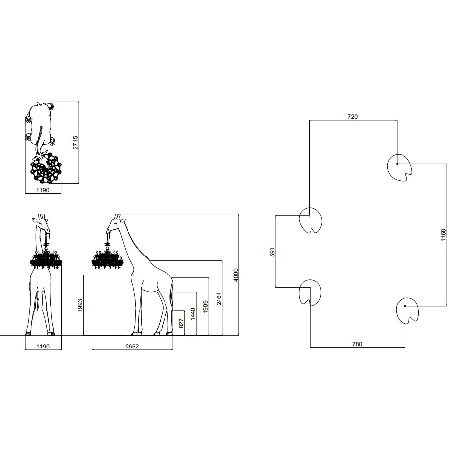 BLACK GIRAFFE SCULPTURE LAMP WITH CRYSTAL CHANDELIER | DESIGN CL025B