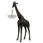 BLACK GIRAFFE SCULPTURE LAMP WITH CRYSTAL CHANDELIER | DESIGN CL025B