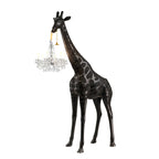 BLACK GIRAFFE SCULPTURE LAMP WITH CRYSTAL CHANDELIER | DESIGN CL025B
