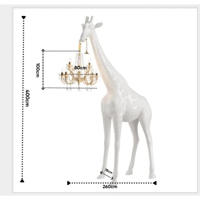 BLACK GIRAFFE SCULPTURE LAMP WITH CRYSTAL CHANDELIER | DESIGN CL025B