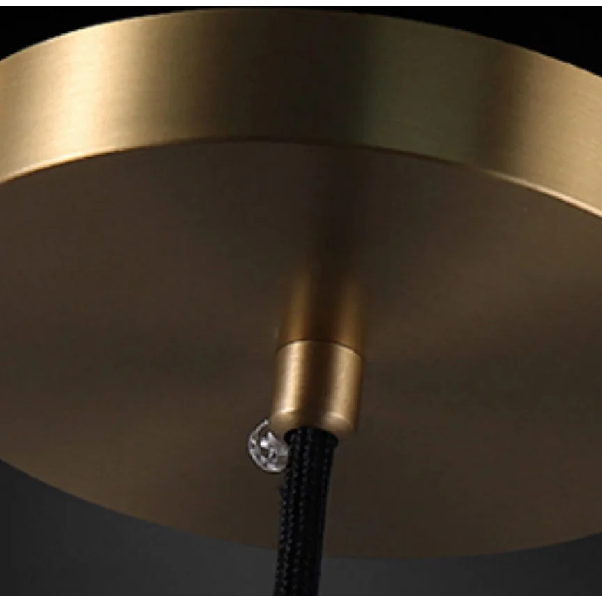 BLACK GLASS PENDANT LIGHT WITH BRASS ACCENTS | CLH854WB