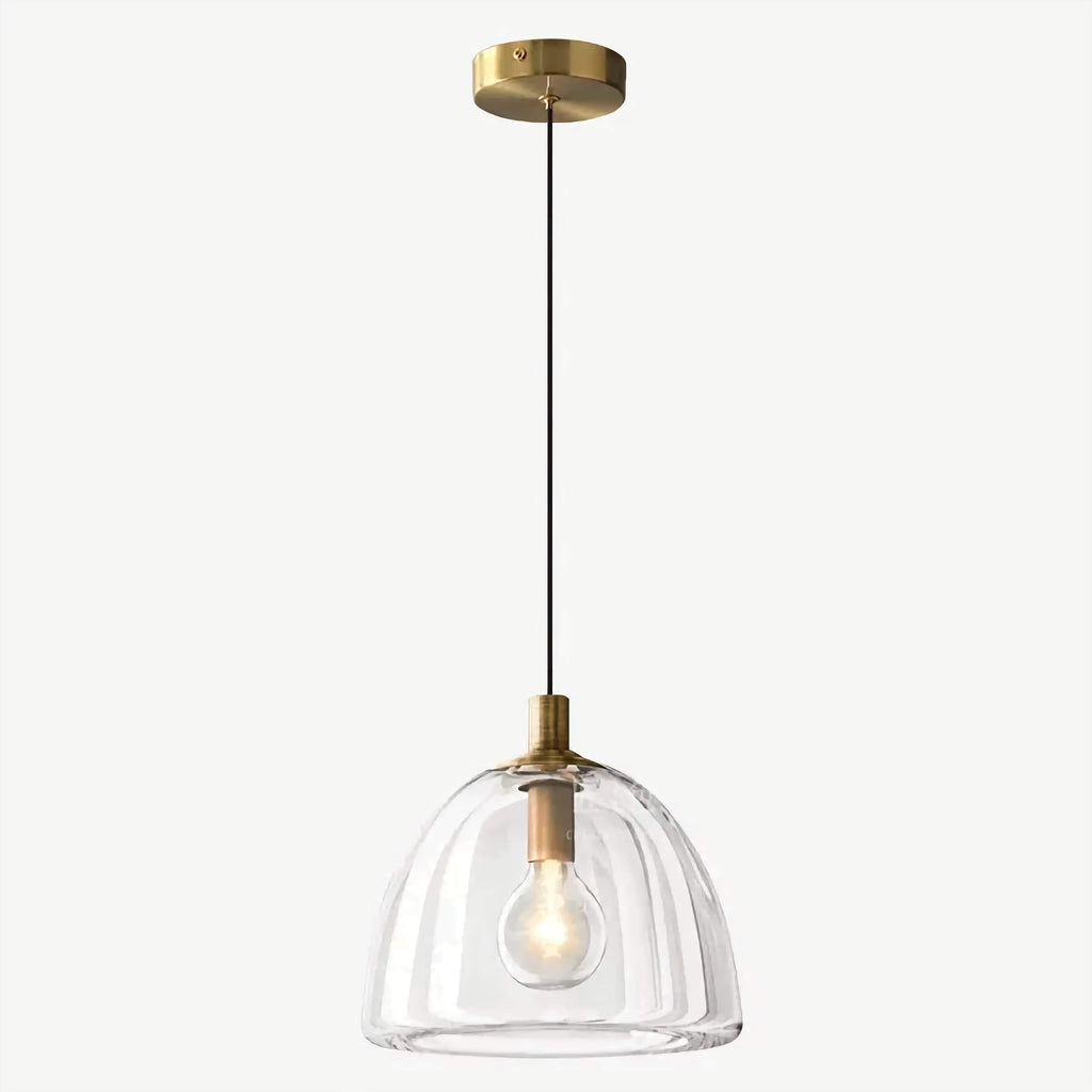 BLACK GLASS PENDANT LIGHT WITH BRASS ACCENTS | CLH854WB