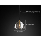 BLACK GLASS PENDANT LIGHT WITH BRASS ACCENTS | CLH854WB