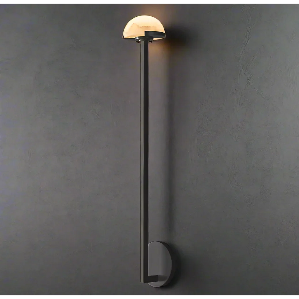 BLACK LINEAR BRASS AND ALABASTER WALL SCONCES | CL0247CH