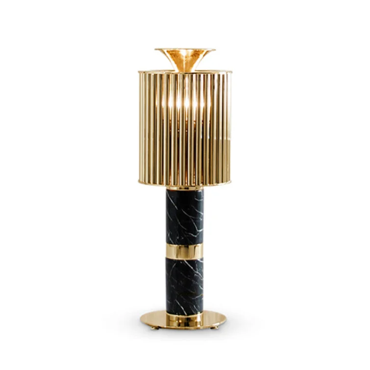 BLACK MARBLE & BRASS TABLE LAMP | CLKQQ0S25