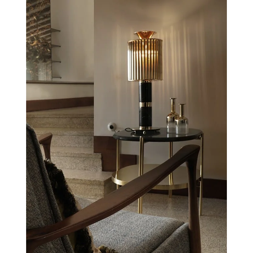 BLACK MARBLE & BRASS TABLE LAMP | CLKQQ0S25