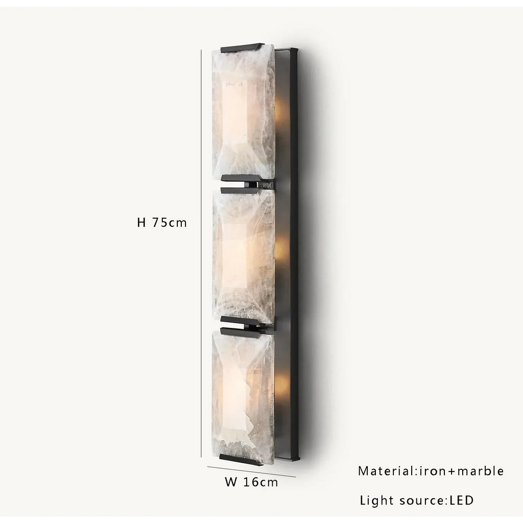 BLACK TRIPLE CALCITE WALL SCONCES | CLUG03B