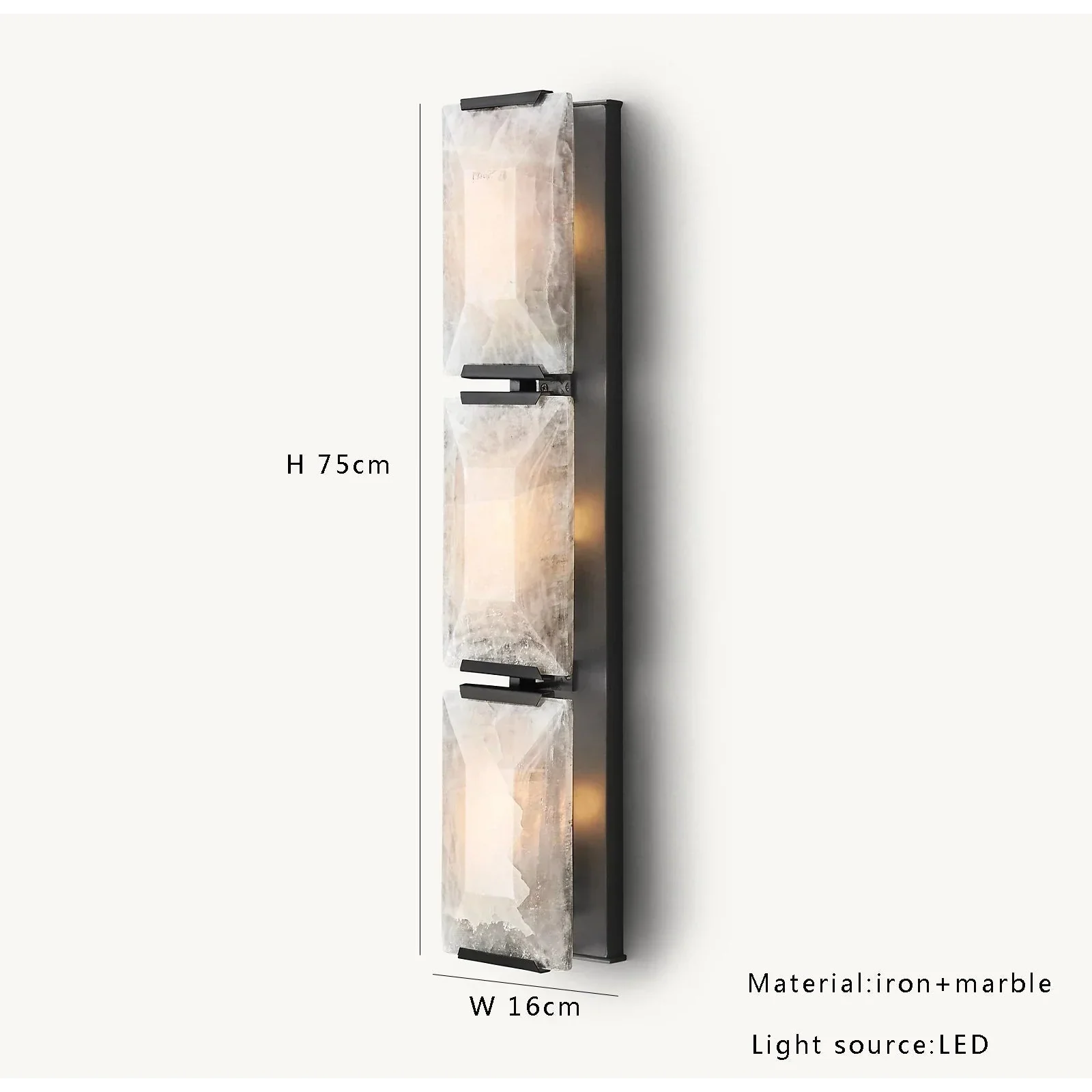 BLACK TRIPLE CALCITE WALL SCONCES | CLUG03B