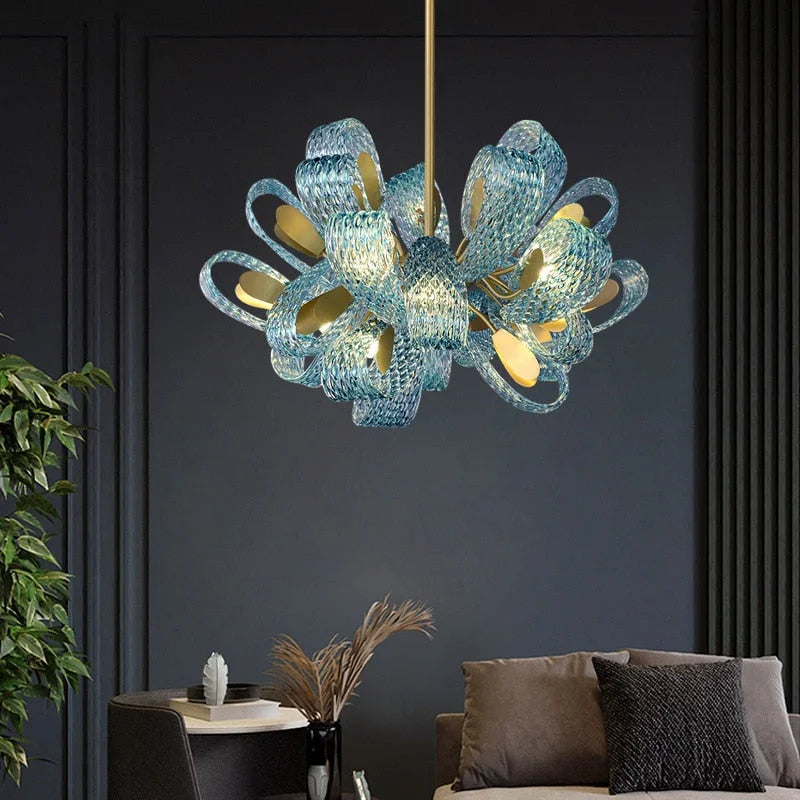 BLUE CRYSTAL BOWS CHANDELIER | DESIGN LUXMUR