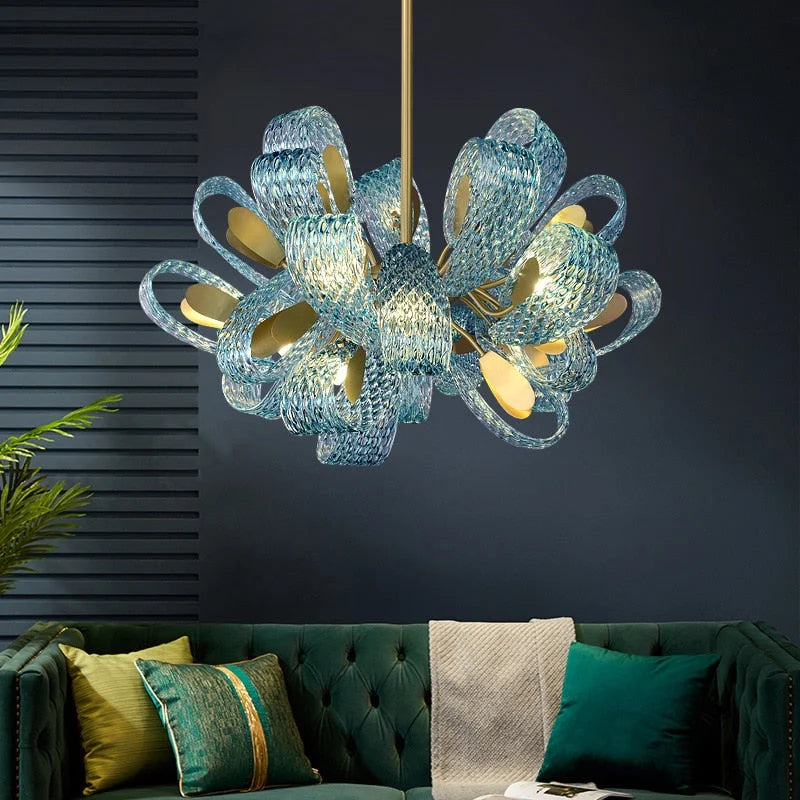 BLUE CRYSTAL BOWS CHANDELIER | DESIGN LUXMUR