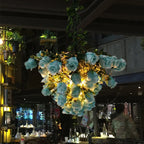 BLUE ROSES ON GREEN VINES PENDANT LAMP