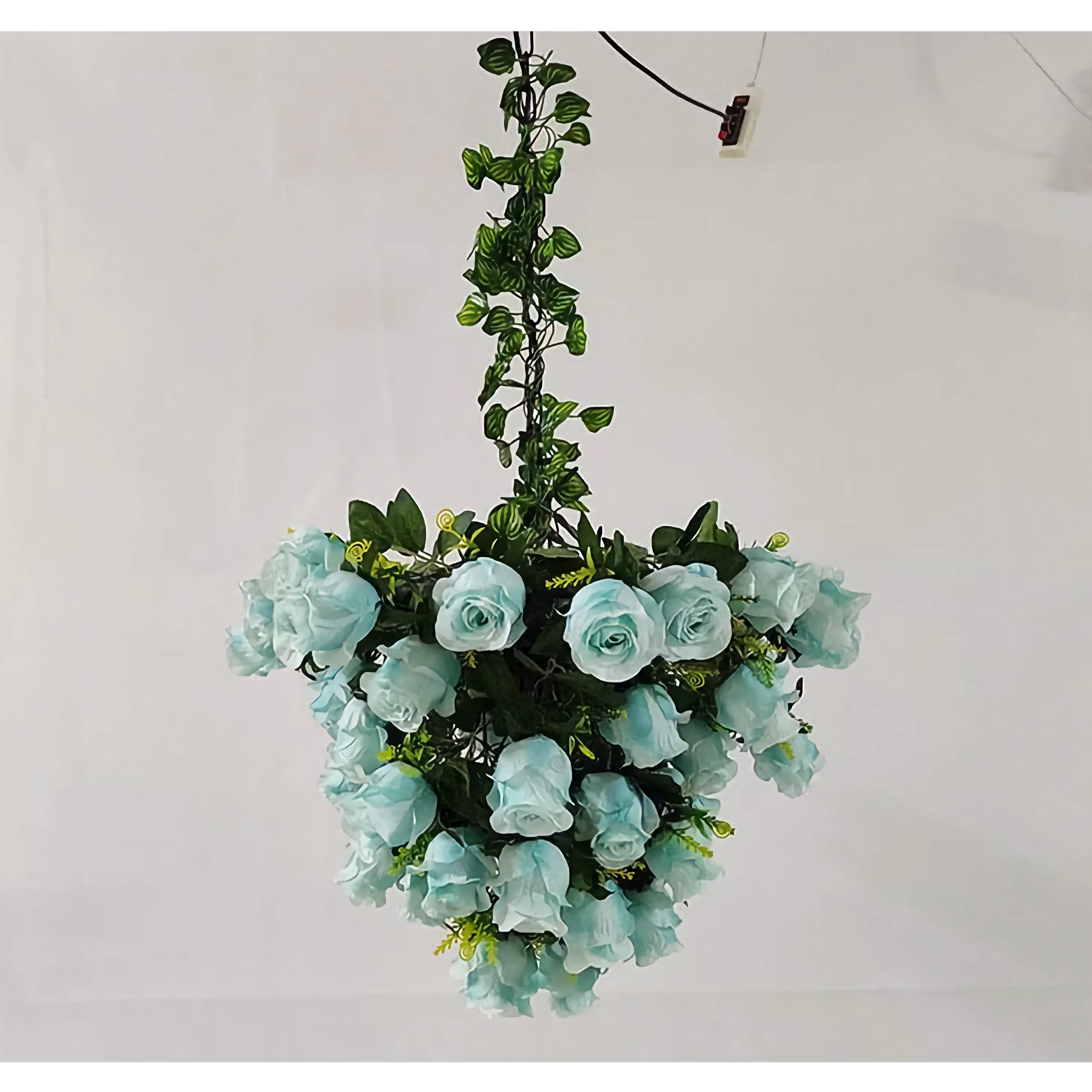 BLUE ROSES ON GREEN VINES PENDANT LAMP