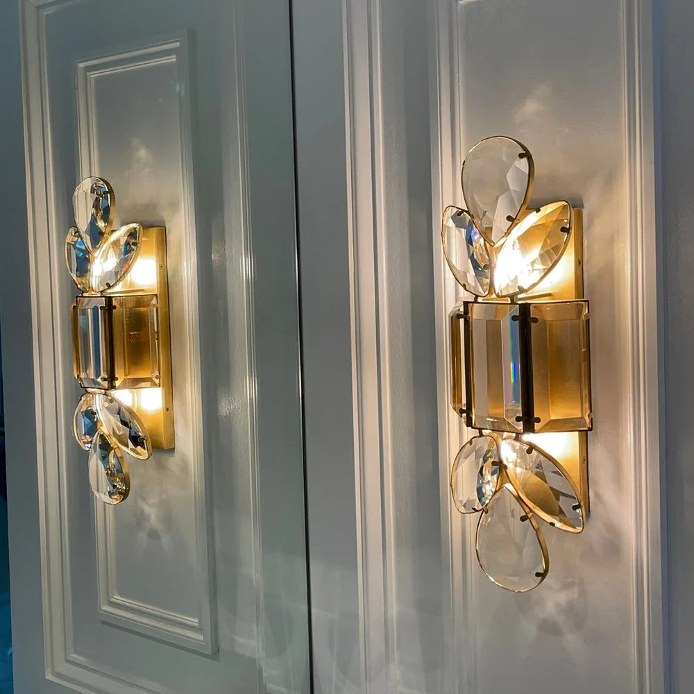 BRASS LARGE CRYSTAL WALL SCONCE | CLPFTL085