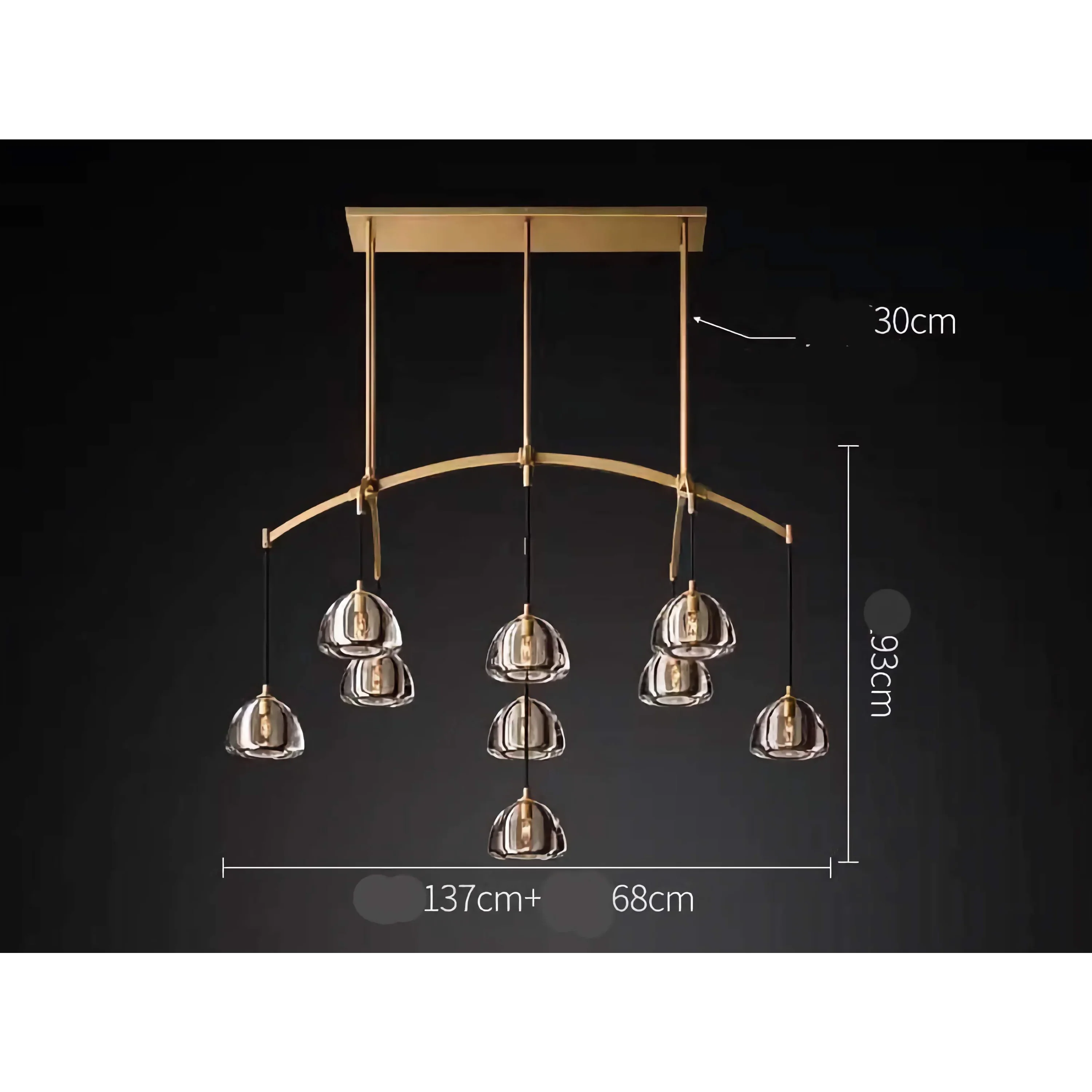 BRASS LINEAR GLASS CHANDELIER | CLHRH5820L