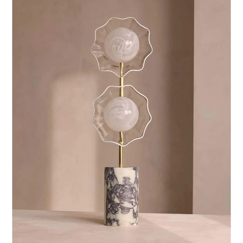 BRASS METAL FLOOR LAMP WITH MARBLE BASE | CLPOBY028