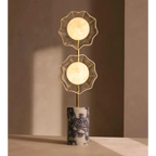 BRASS METAL FLOOR LAMP WITH MARBLE BASE | CLPOBY028