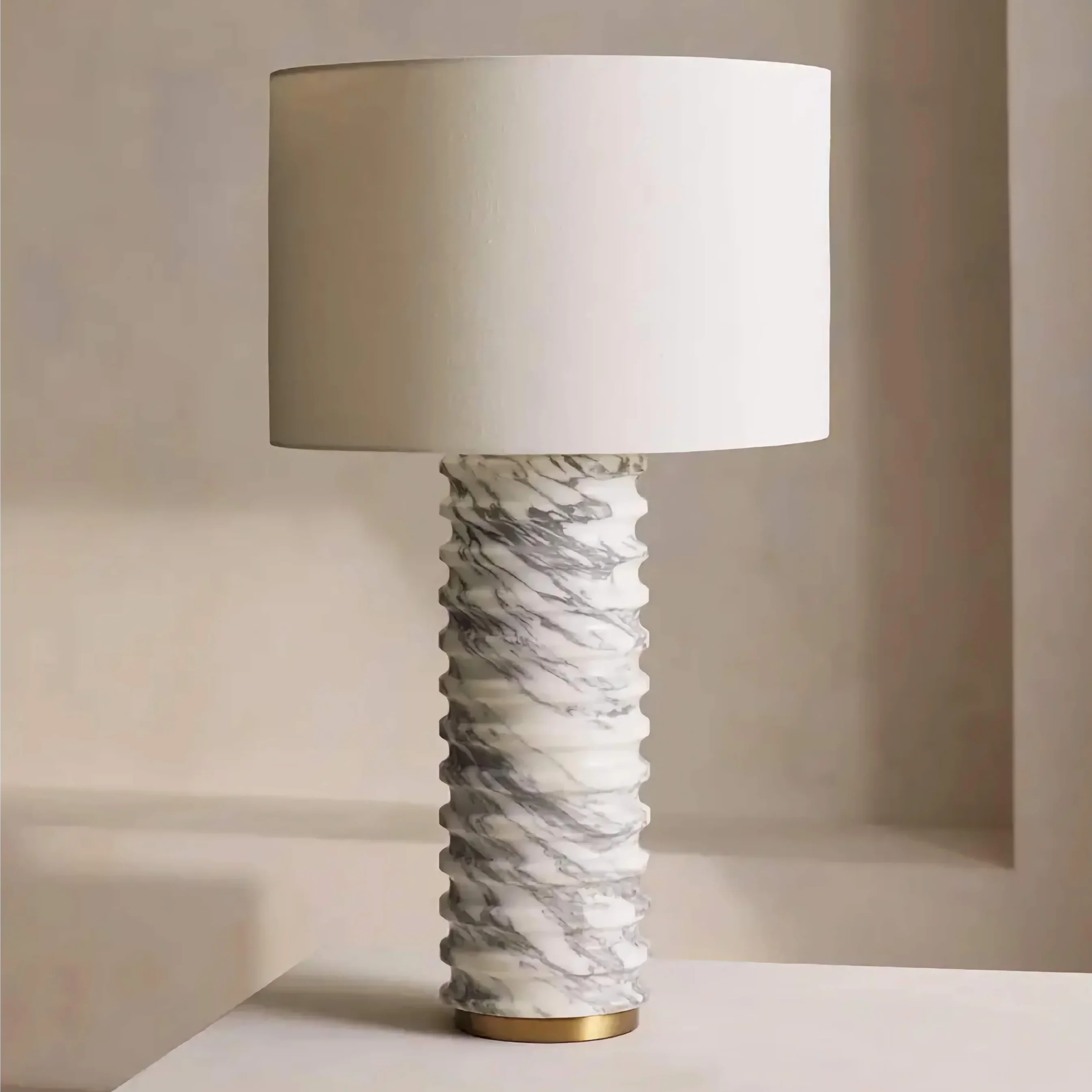 CARVED ITALIAN MARBLE TABLE LAMP | CLVVXC1FT